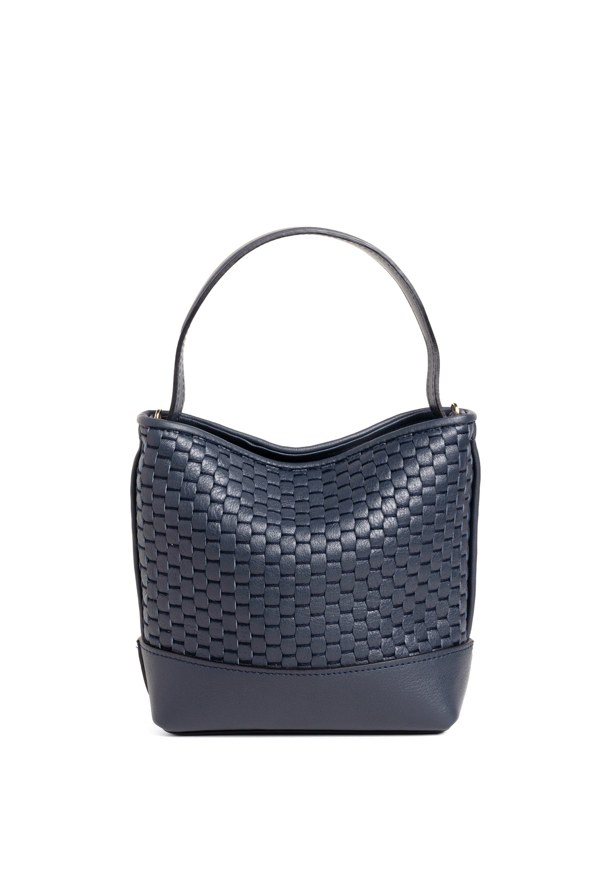 Blue Woven Leather Bucket Bag Gomayee Knoted Woven Handbag for Women Fashion Designer  main image 3