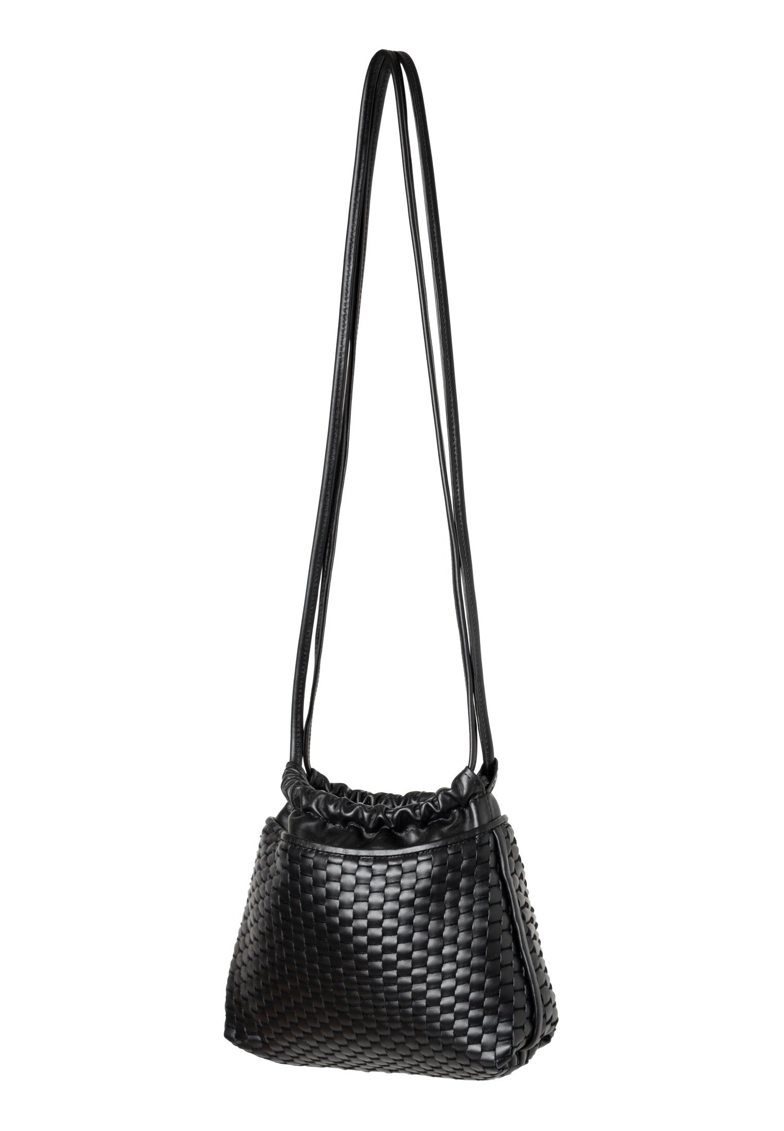 "828" Pouch aus gewebtem Leder Schwarz