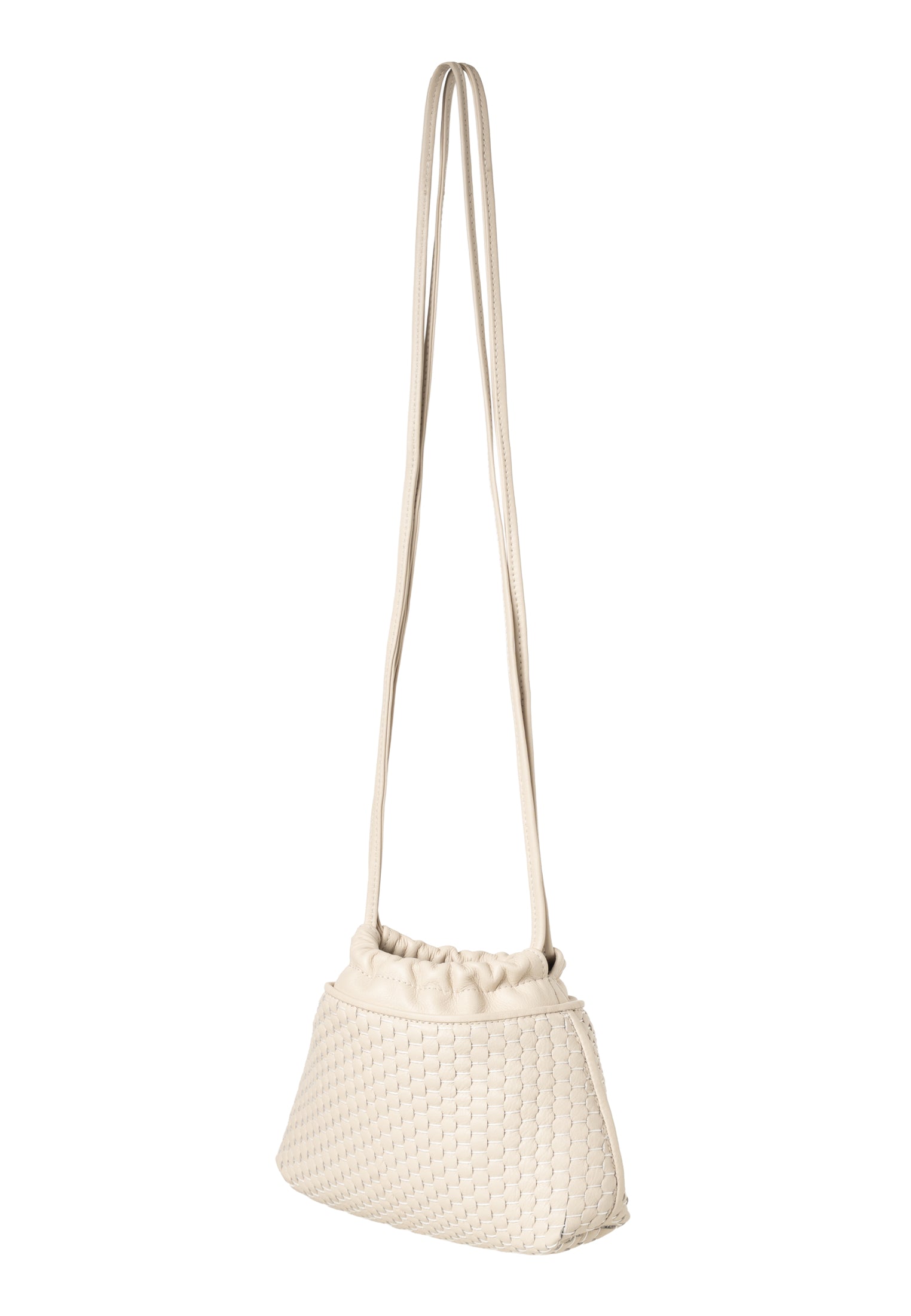 "828" Pouch aus gewebtem Leder Elfenbein