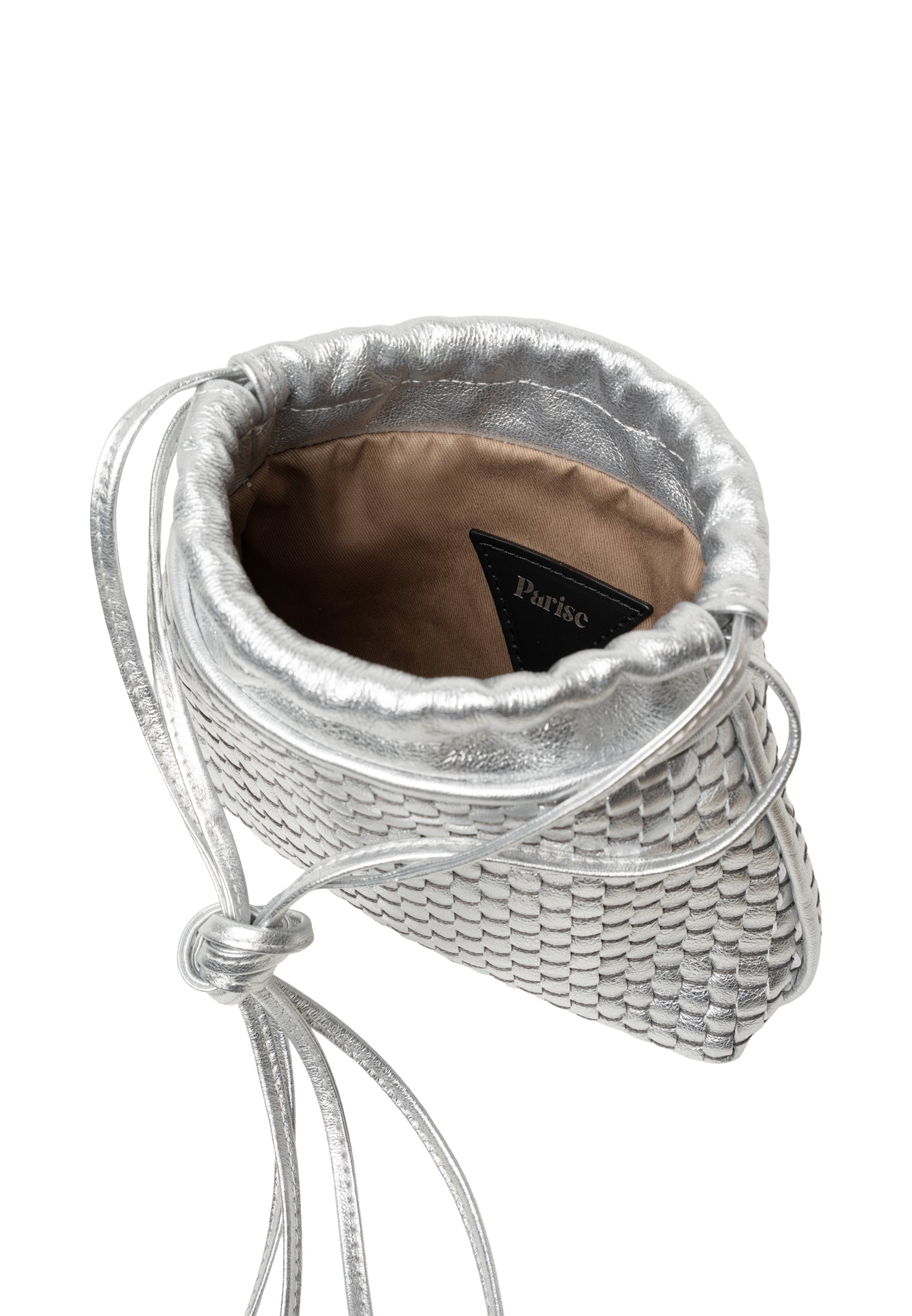 "828" Pouch aus gewebtem Leder Silber