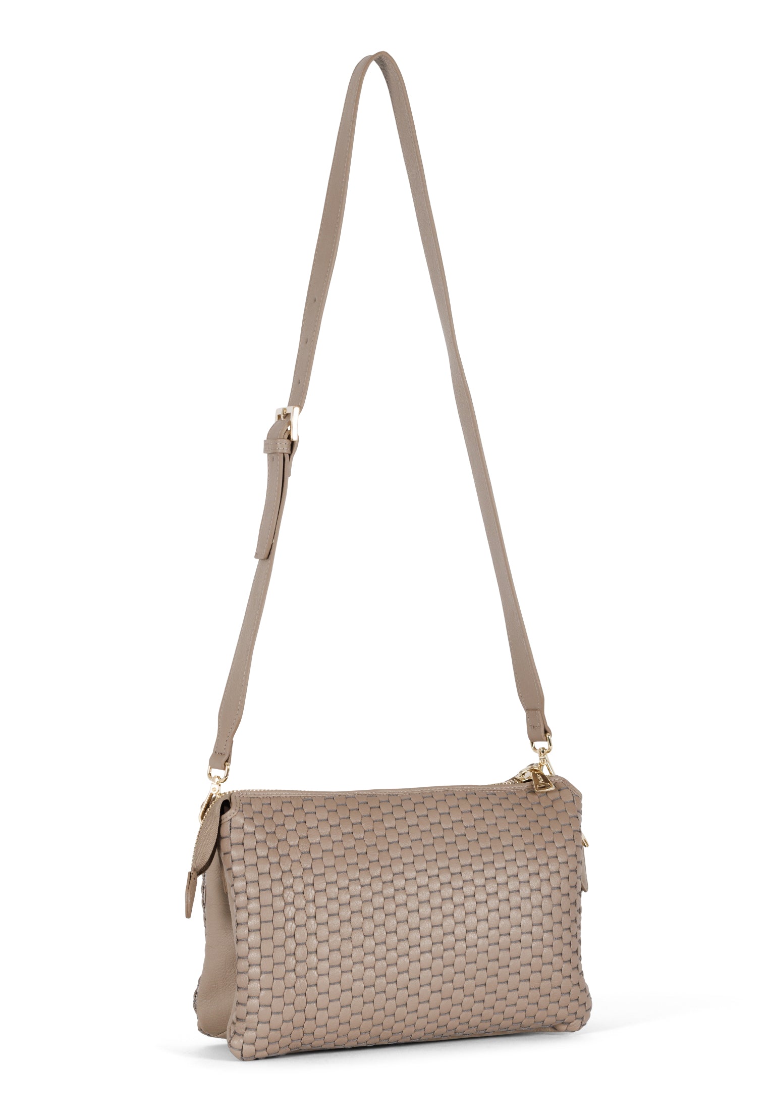 Side profile of the 21 Crossbody Bag in Acacia, showcasing the adjustable and removable shoulder strap.