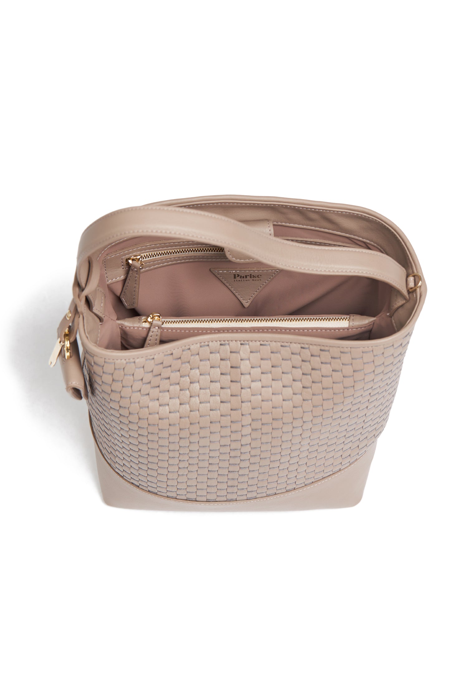 Interior of the 51 Large Bucket Bag, featuring a spacious compartment and premium cotton lining.
