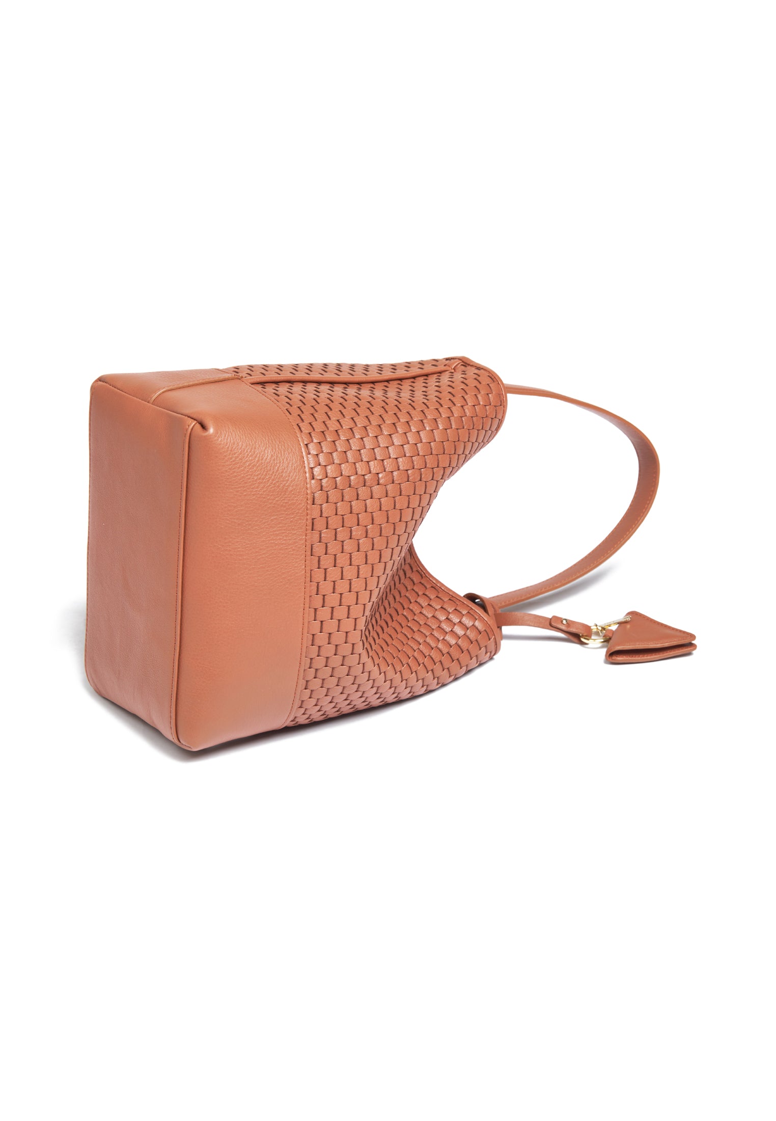 Flat view of the 51 Large Bucket bag with accessories, emphasizing its versatility and timeless elegance.