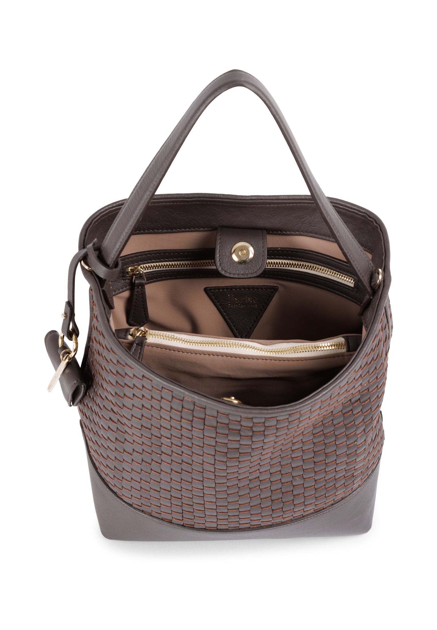 Interior of the 51 Large Bucket Bag, featuring a spacious compartment and premium cotton lining.