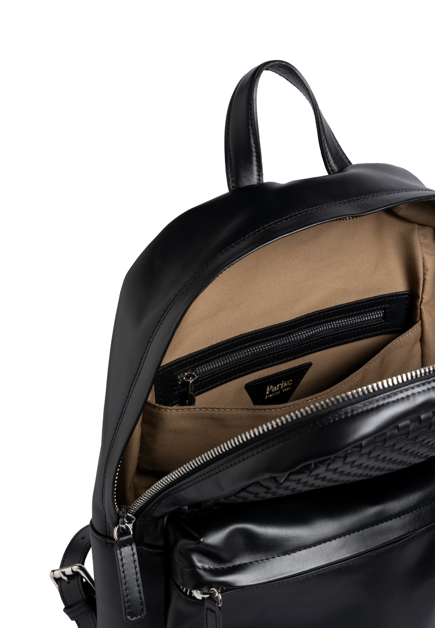 Spacious interior with premium cotton lining for organization.