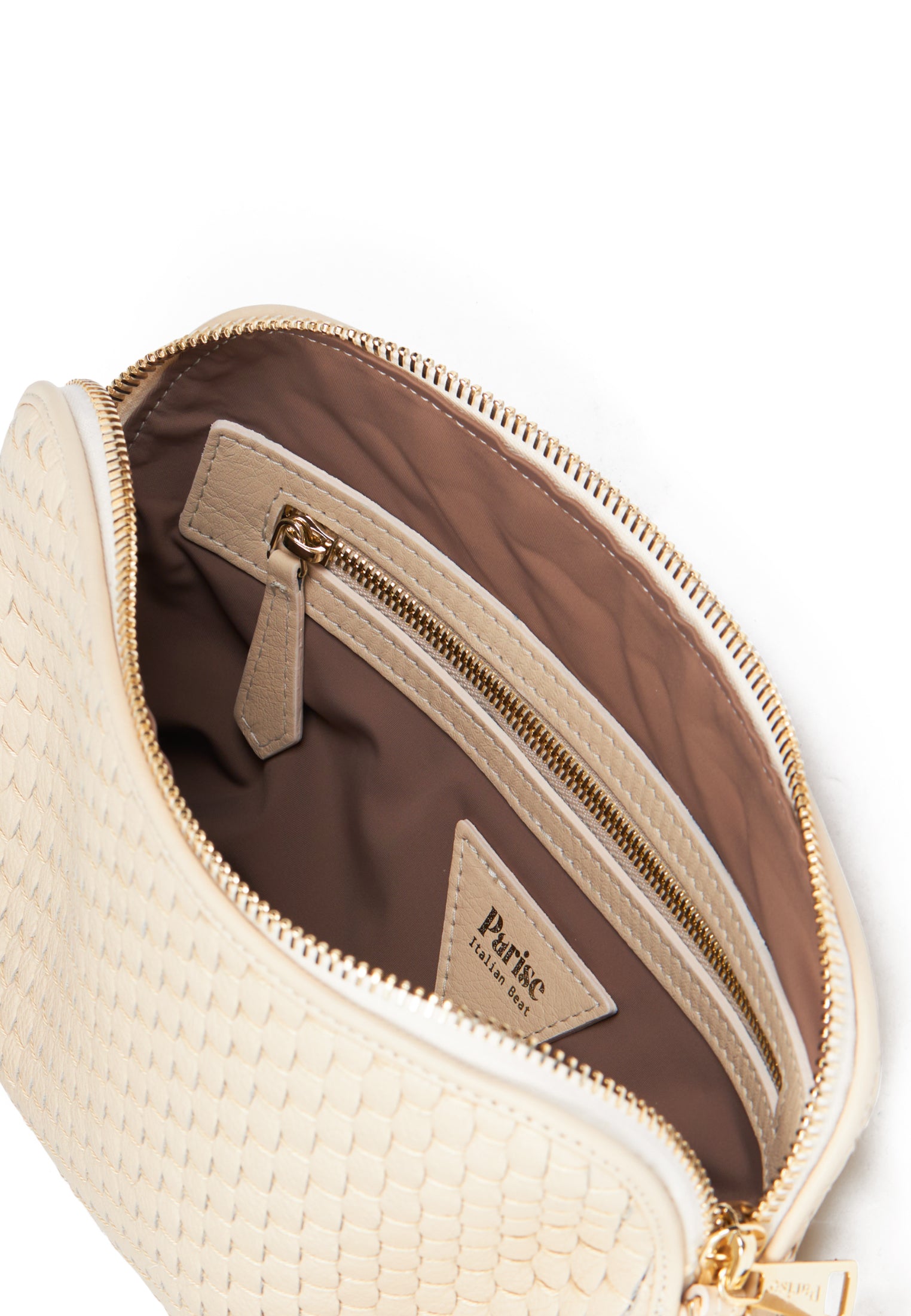 Interior compartments of the 1789 crossbody bag in Burro for organization 