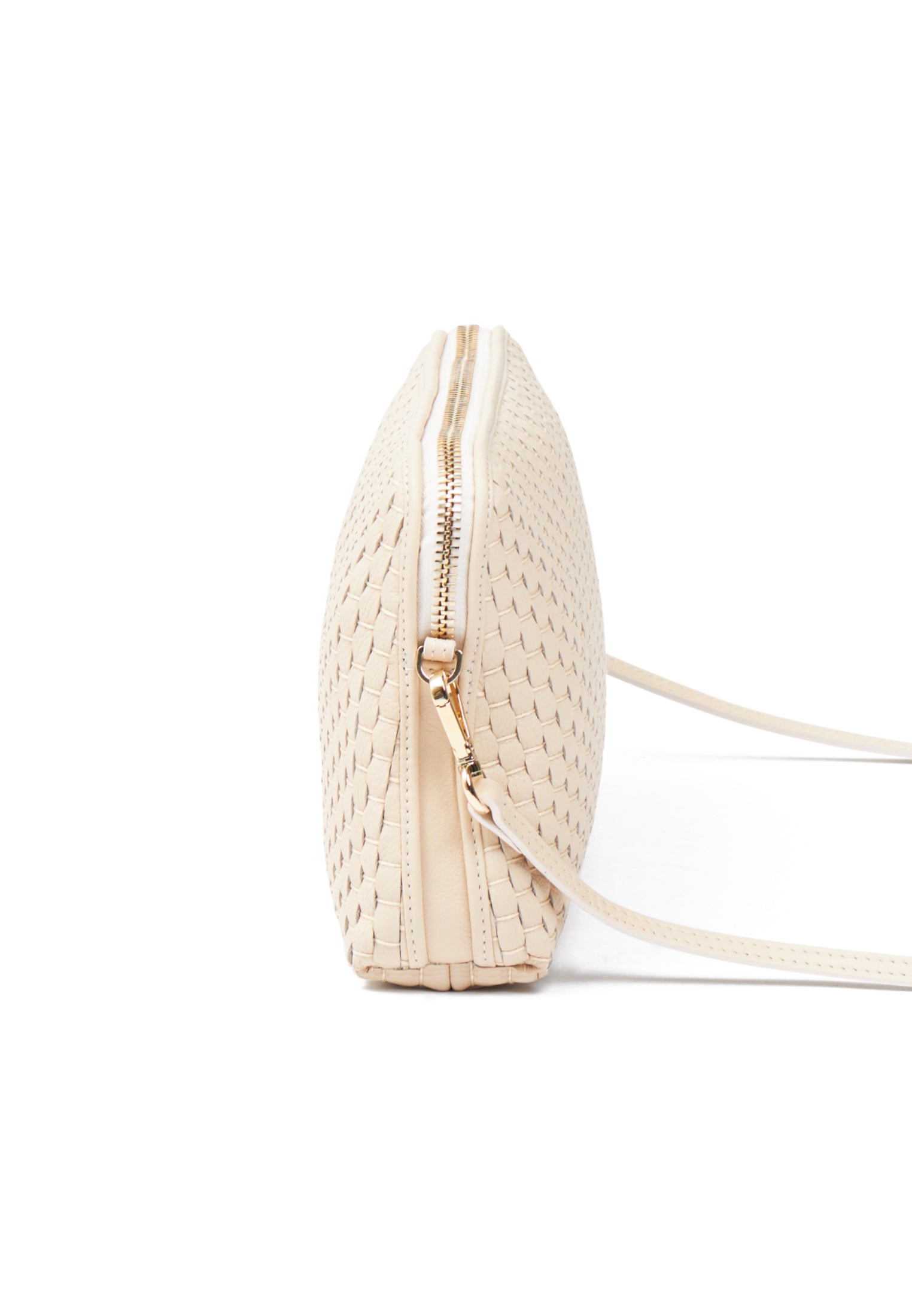 Side profile of the 1789 Regular Crossbody bag in Burro highlighting the structured design