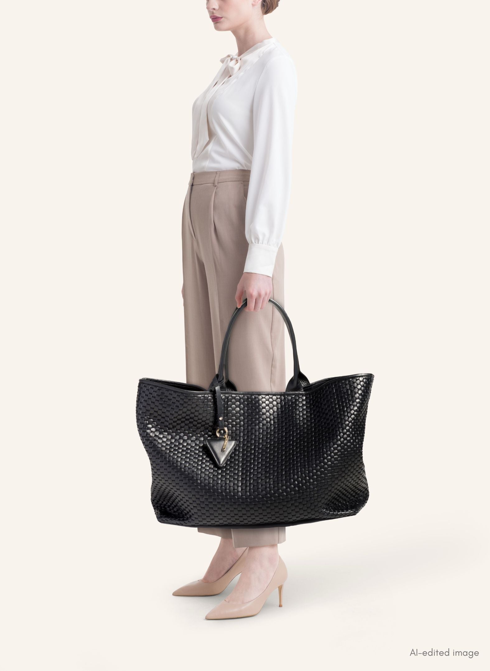 Shopper “60” Large con cerniera Nero di Parise – vista alternativa 5