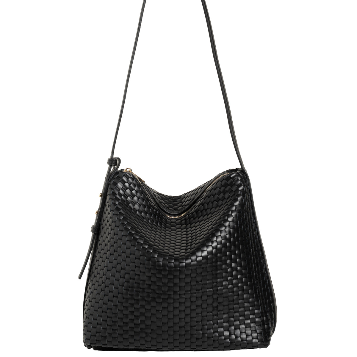 1725 Woven Leather Hobo Bag Black - Made in Italy | Parise