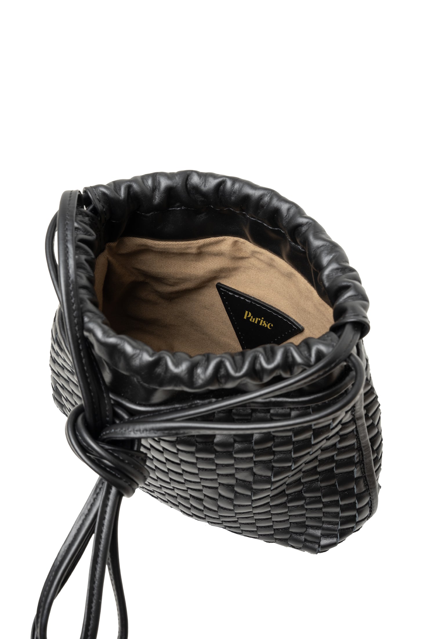 "828" Pouch aus gewebtem Leder Schwarz