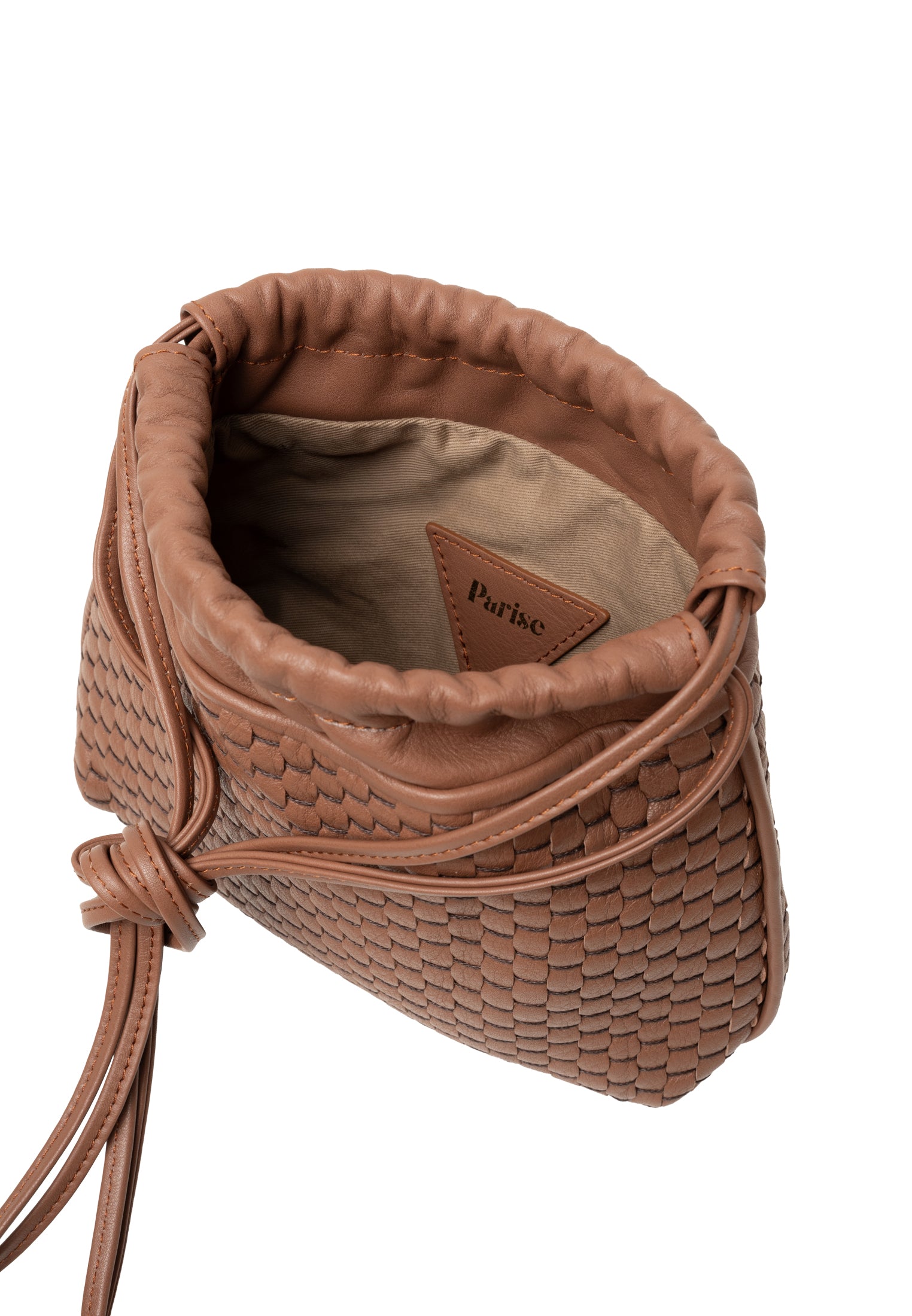 "828" Pouch aus gewebtem Leder Brandy