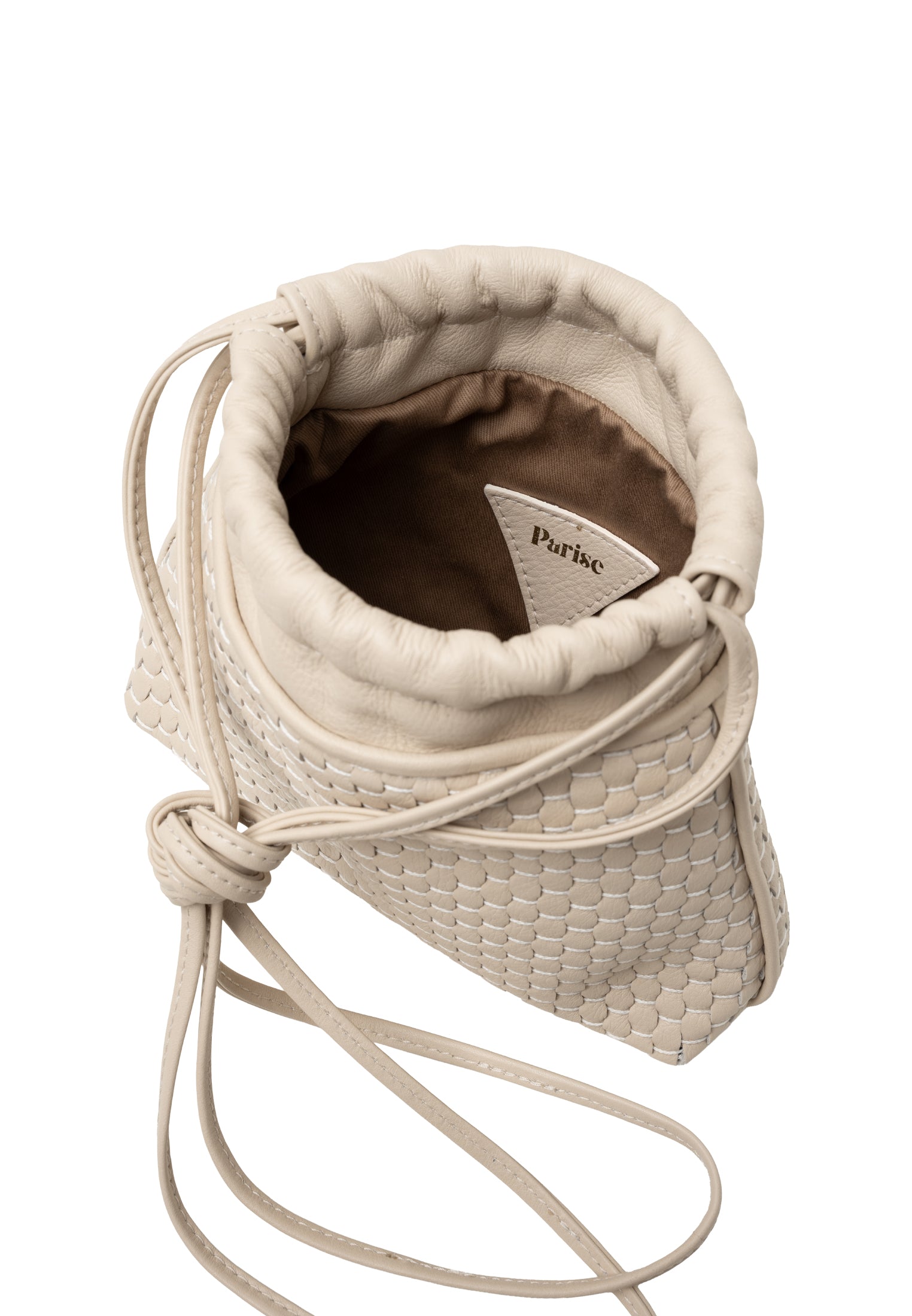 "828" Pouch aus gewebtem Leder Elfenbein