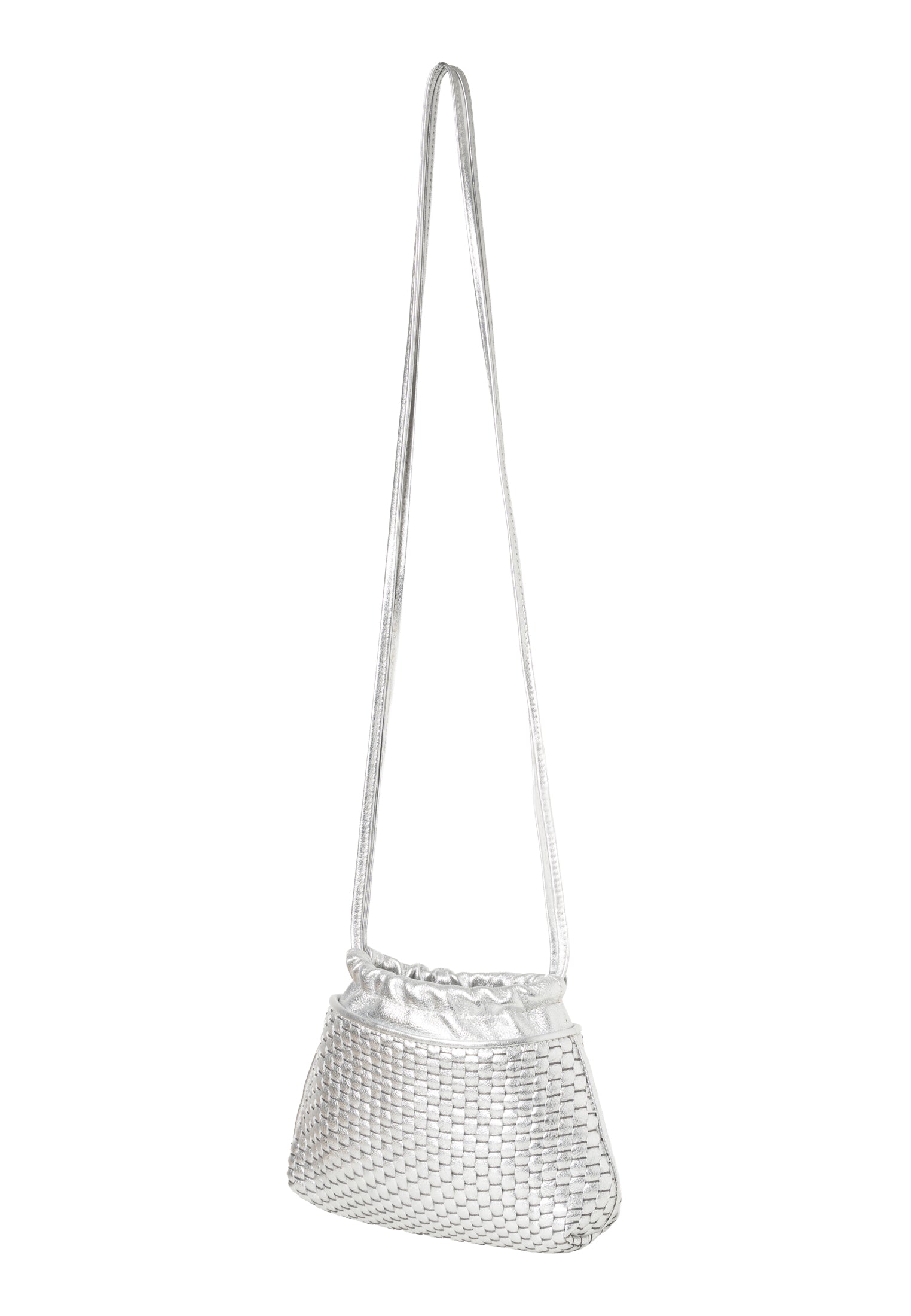 "828" Pouch aus gewebtem Leder Silber