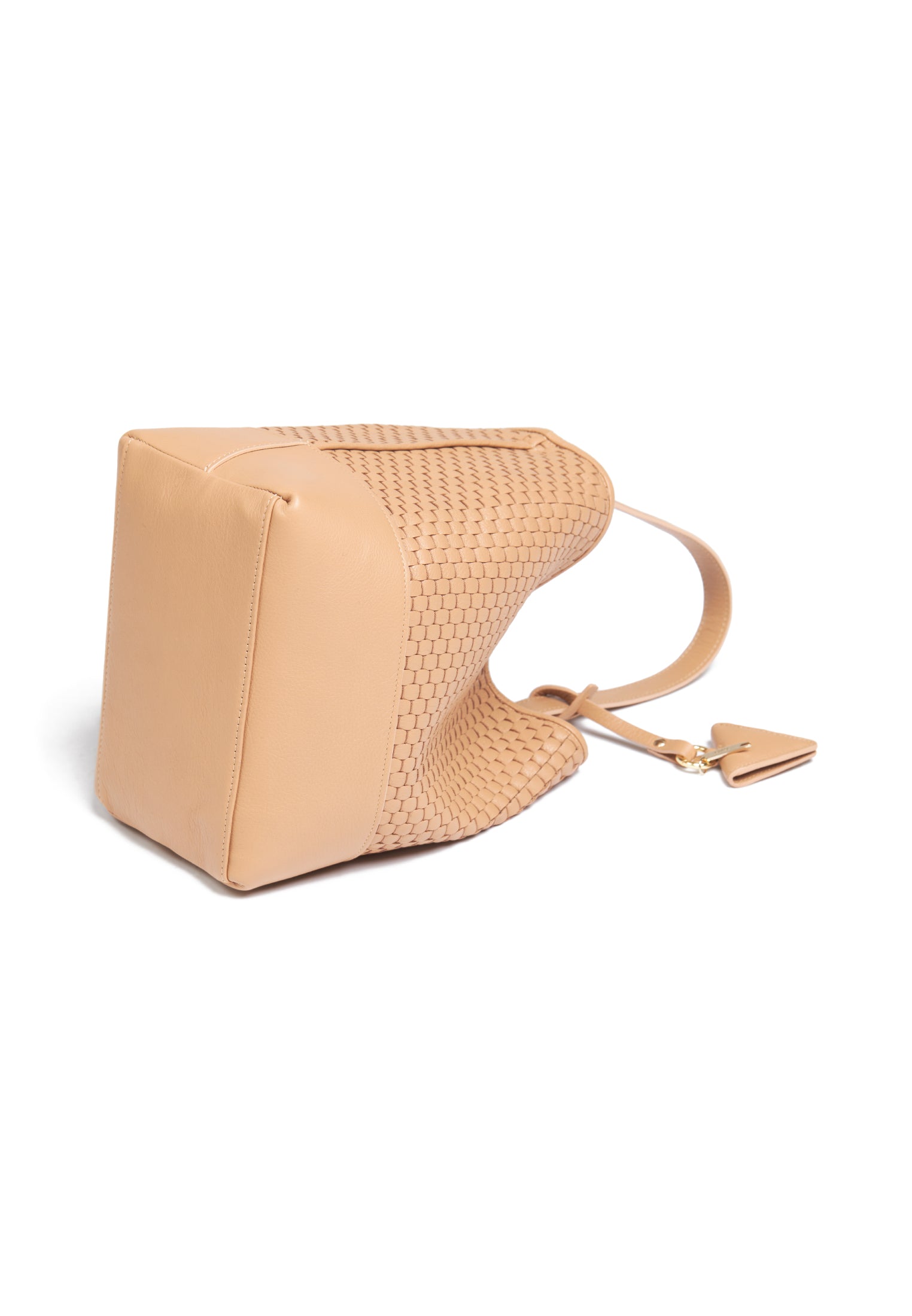 Flat view of the 51 Large Bucket bag with accessories, emphasizing its versatility and timeless elegance.