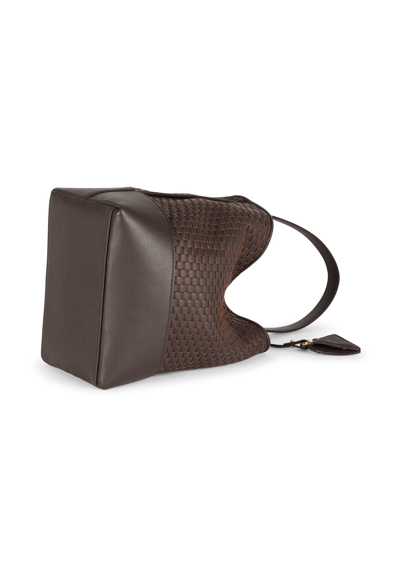 Flat view of the 51 Large Bucket bag with accessories, emphasizing its versatility and timeless elegance.