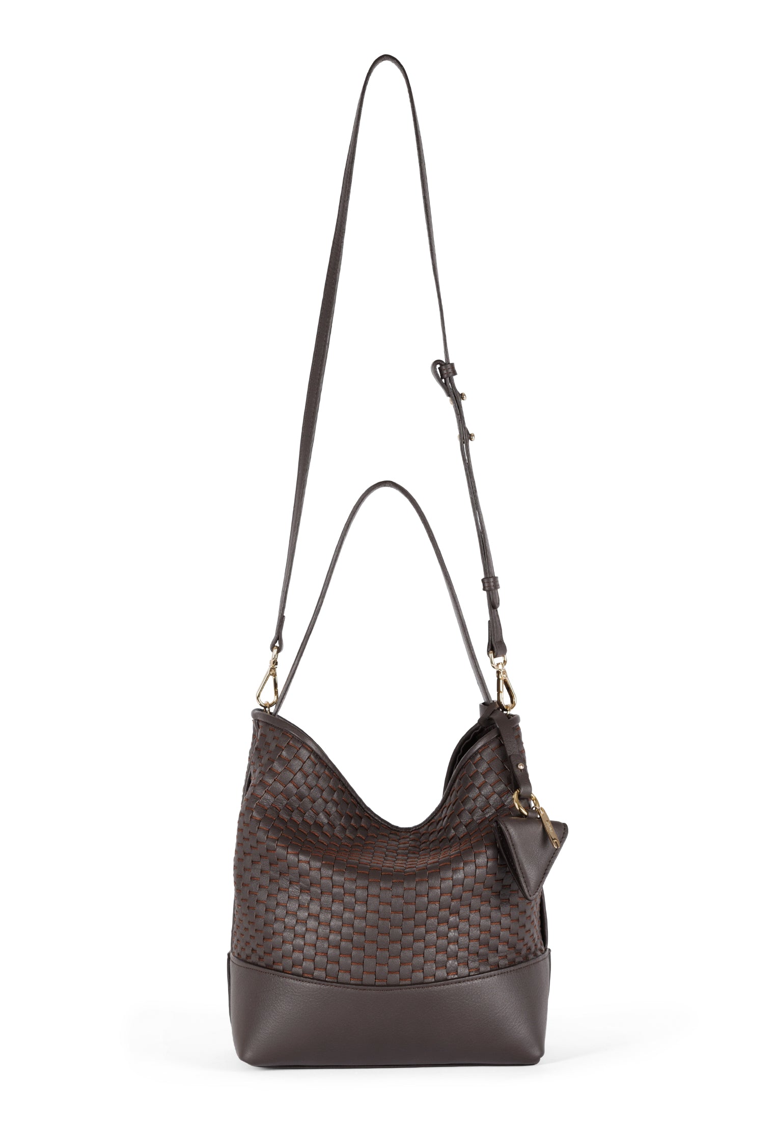 Parise 51 Large Bucket bag frontal view showcasing the adjustable and removable shoulder strap.