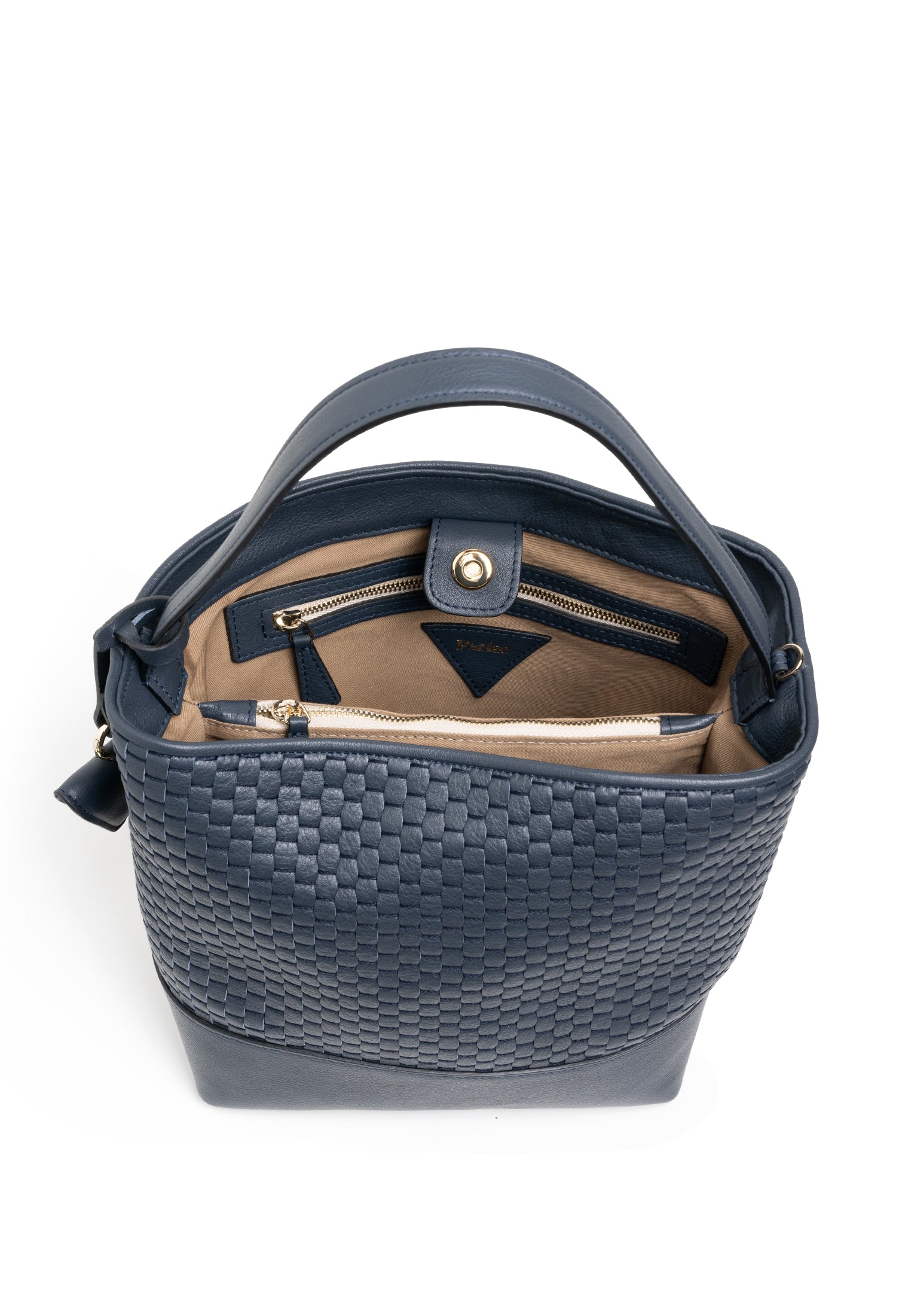 Interior of the 51 Large Bucket Bag, featuring a spacious compartment and premium cotton lining.