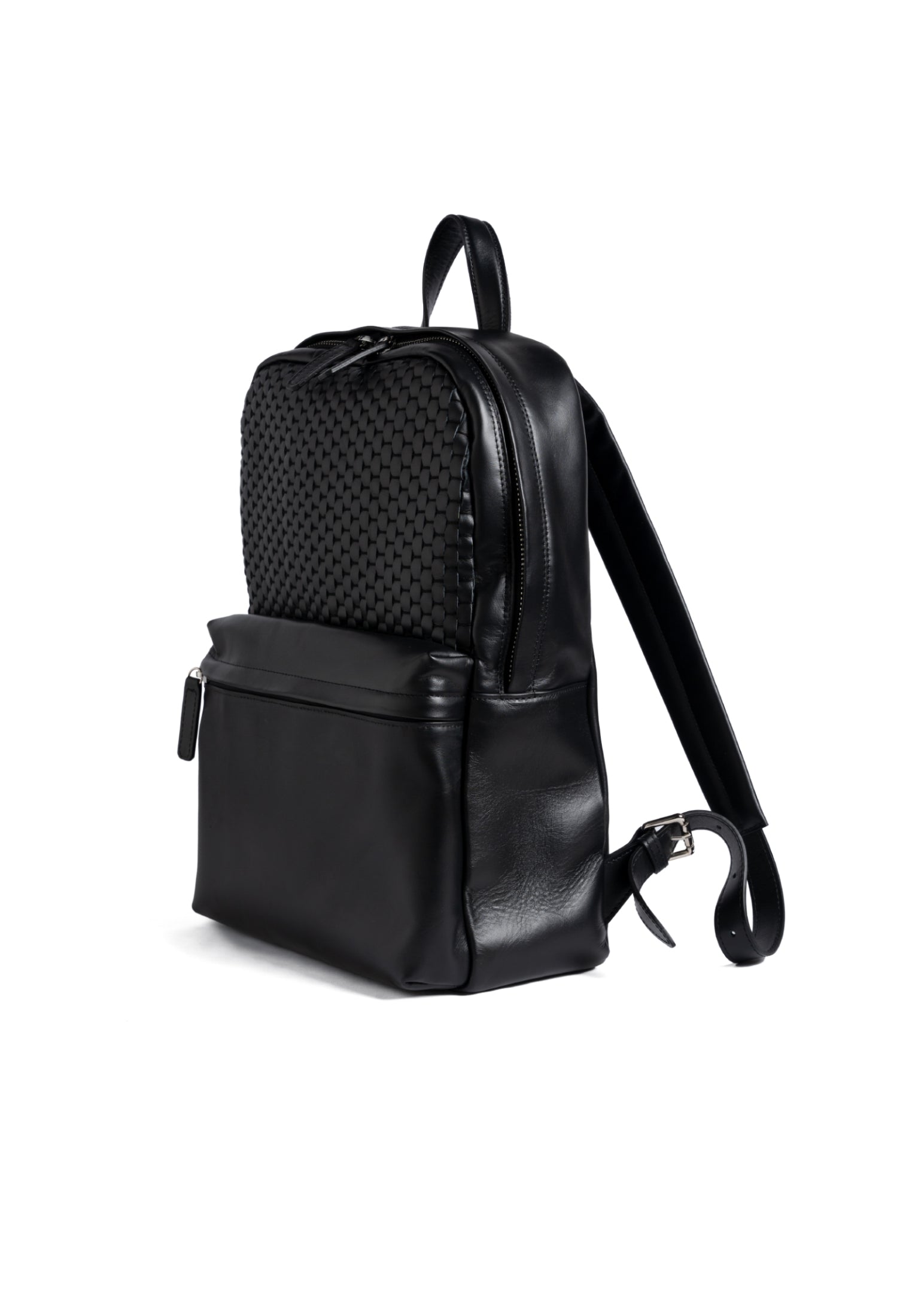Sleek side profile showcasing soft yet structured silhouette.